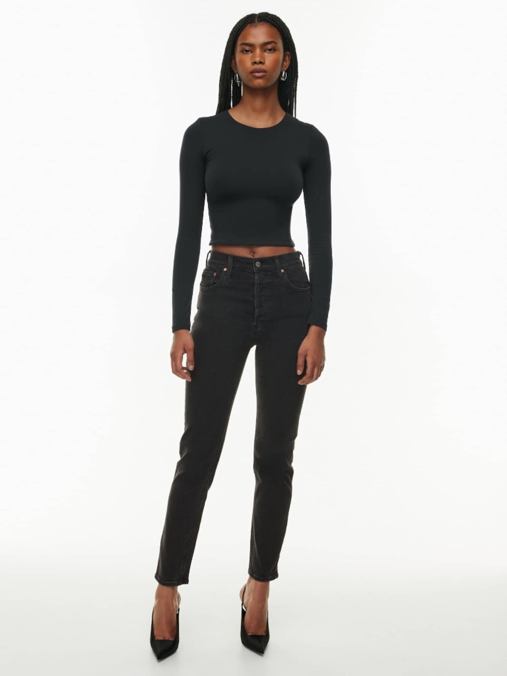 Aritzia Denim Forum “The Yoko High Rise Slim” Basic Staple Jeans in Faded Black
